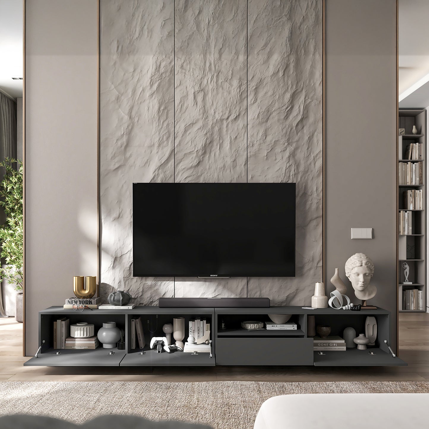 Enjoy 240 Modern Style TV Stand Unit with Open Shelf - Graphite