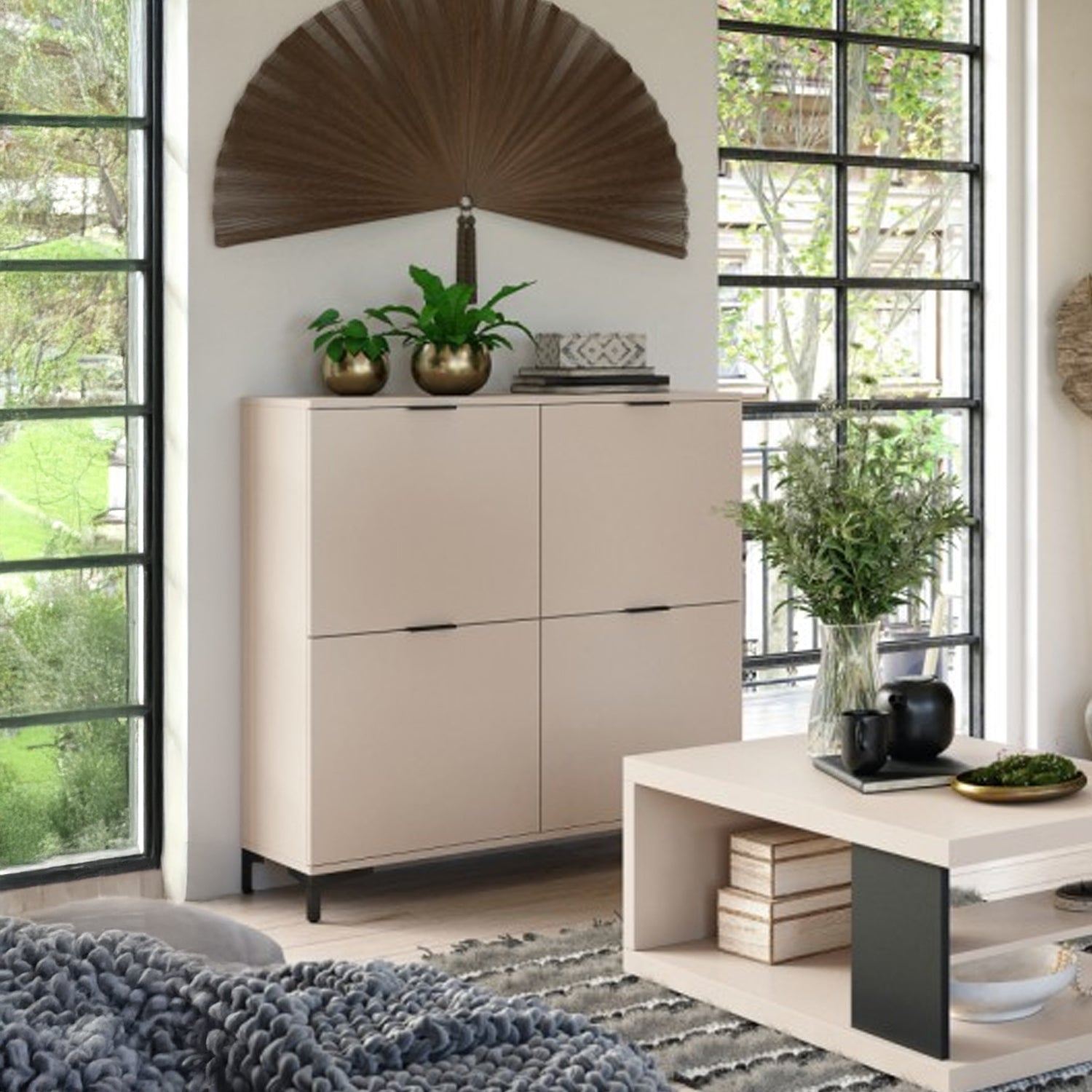 Lana Modern Sideboard with Four Doors - Beige