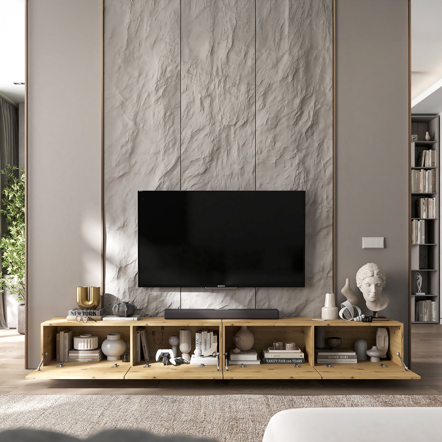 Enjoy 240 Modern Style TV Stand Unit with 4 doors - Oak Artisan