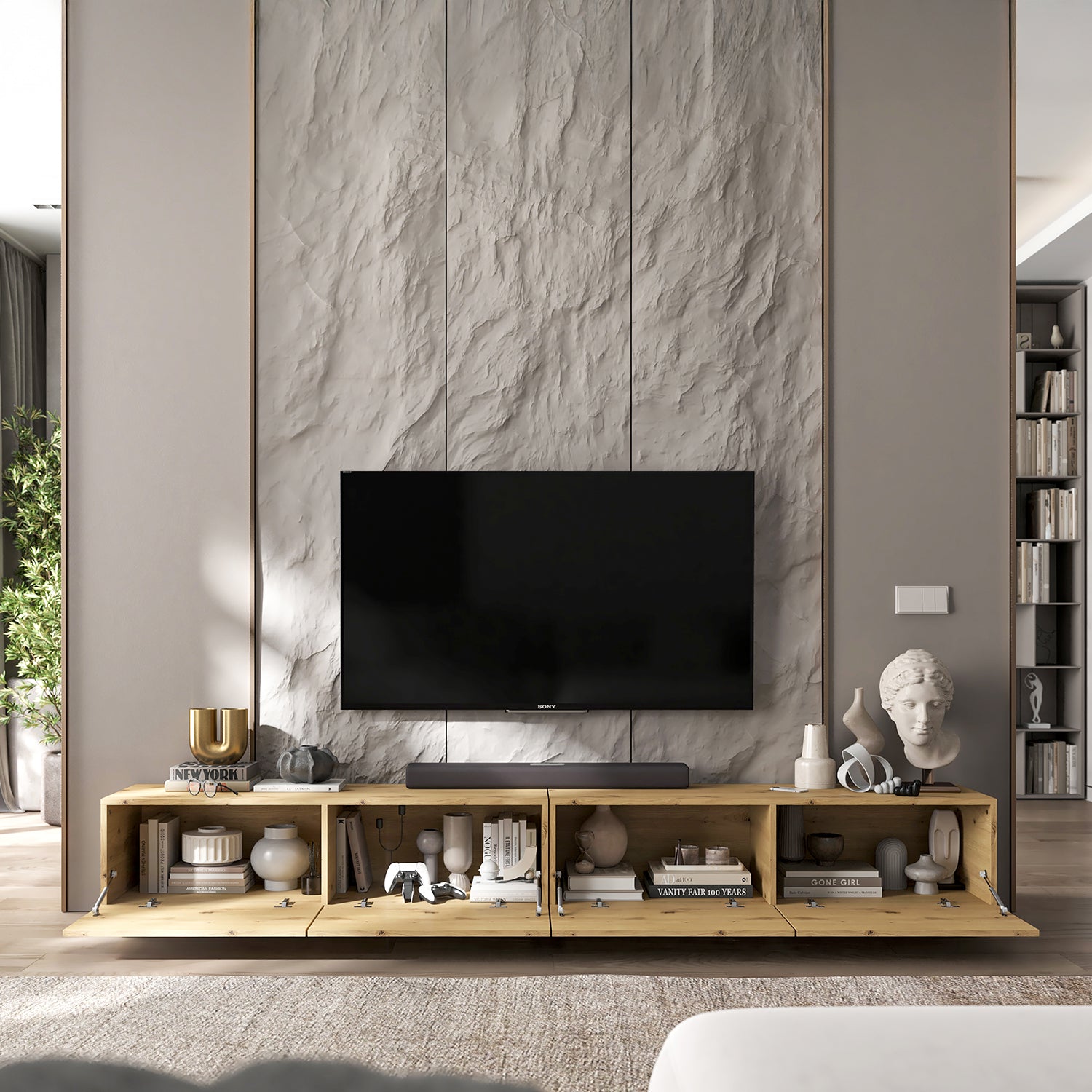 Enjoy 240 Modern Style TV Stand Unit with 4 doors - Oak Artisan