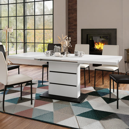 Piano Extendable Dining Table Modern Design - White / Black