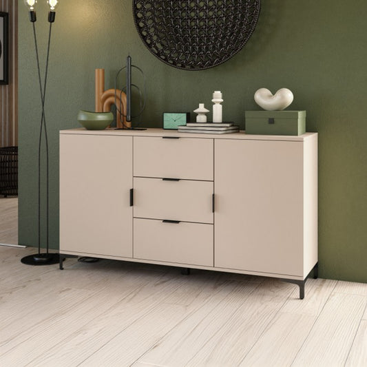 Lana Modern Storage Sideboard with Cabinets and Drawers - Beige