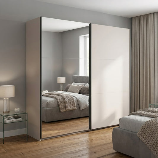Exter 2 Door Sliding 220cm Wardrobe - Cashmere