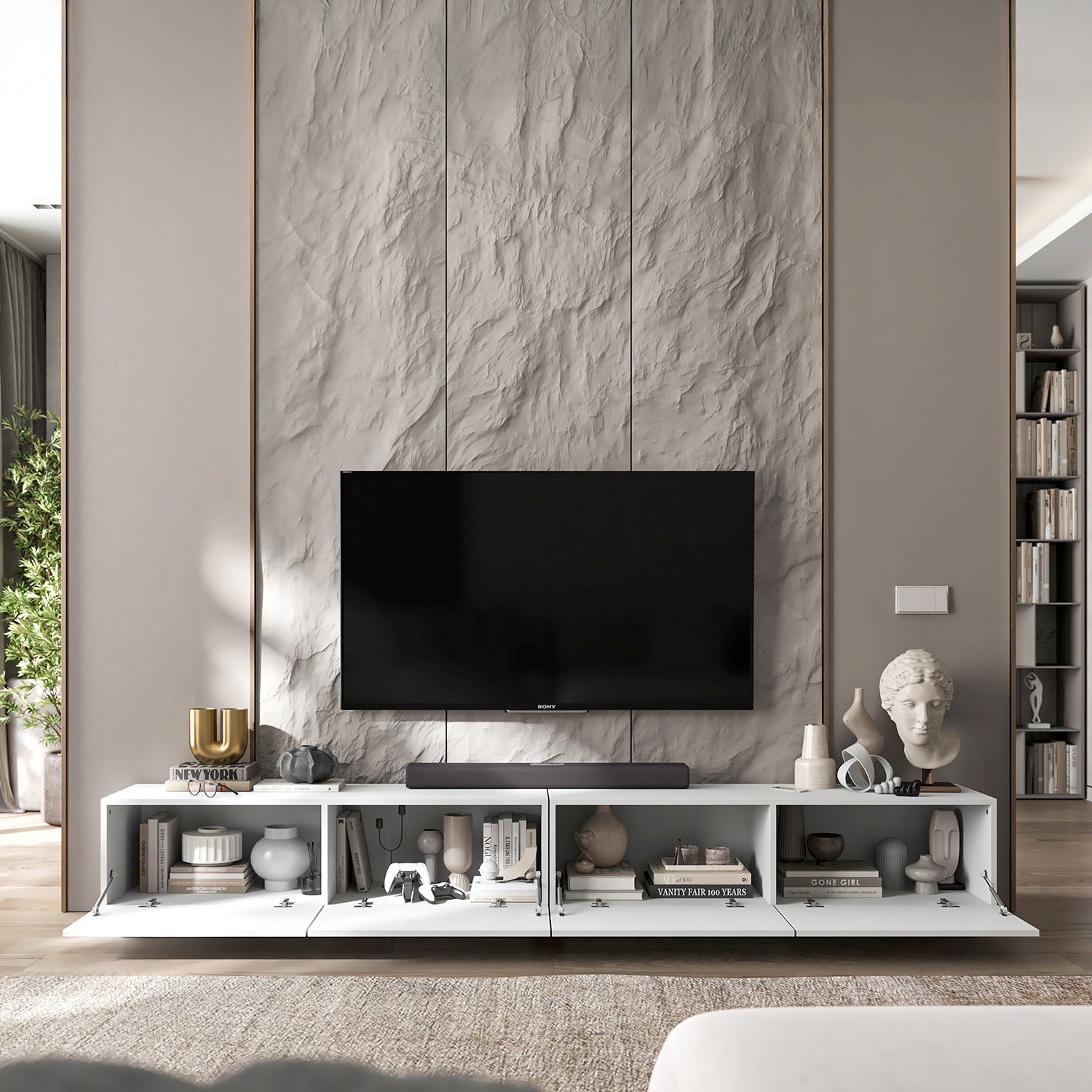 Enjoy 240 Modern Style TV Stand Unit with 4 doors - White