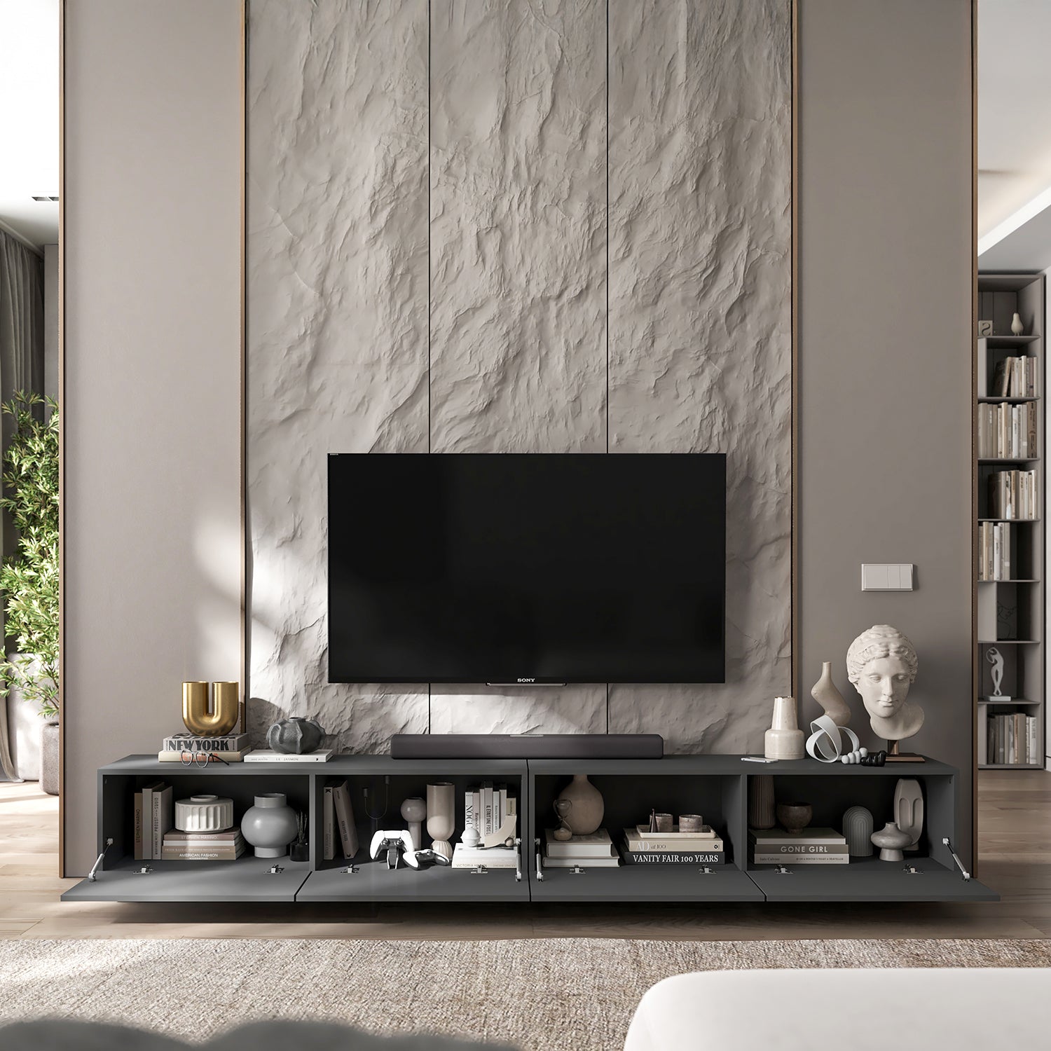 Enjoy 240 Modern Style TV Stand Unit with 4 doors - Graphite