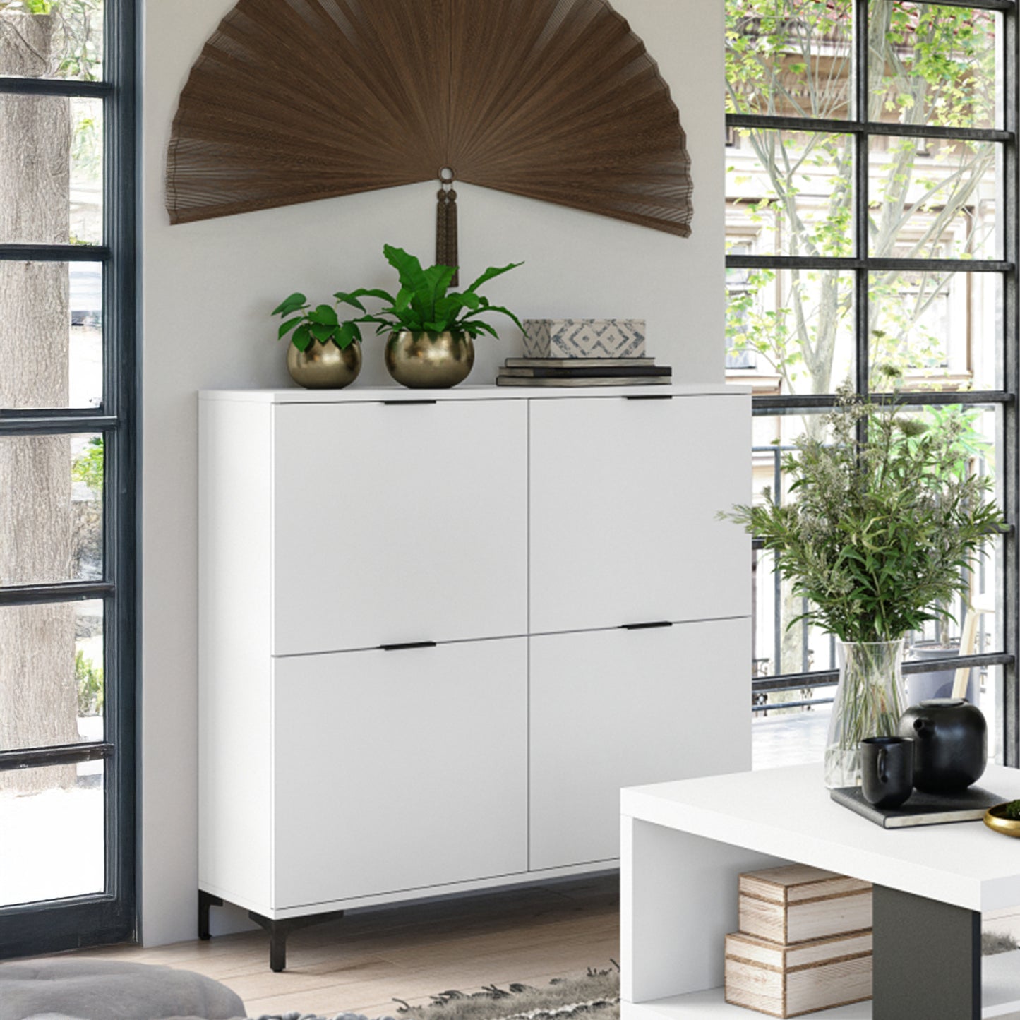 Lana Modern Sideboard with Four Doors – White