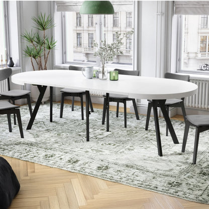 Expanso Round Extendable Dining Table with Y-Legs Loft - White / Black