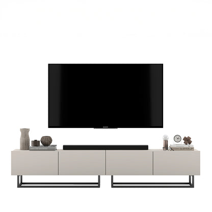 Enjoy Minimalist Freestanding TV Unit with Metal Base 4-Door Wide Design - Cashmere
