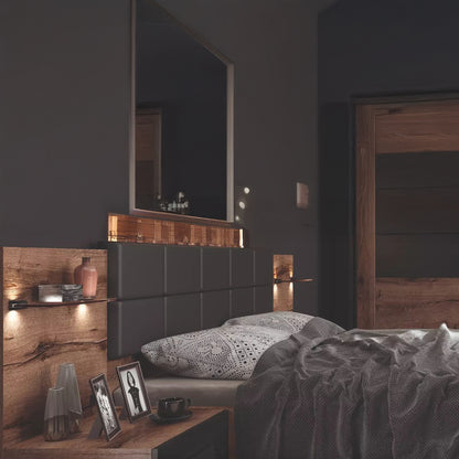 Kassel Bedroom Set 160B - Bed with Storage, Bedside Tables, Wardrobe and Chest of Drawers