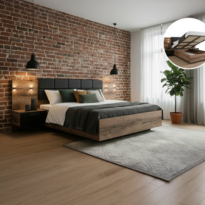 Kassel King Size Ottoman Storage Bed with Bedside Tables 160/B