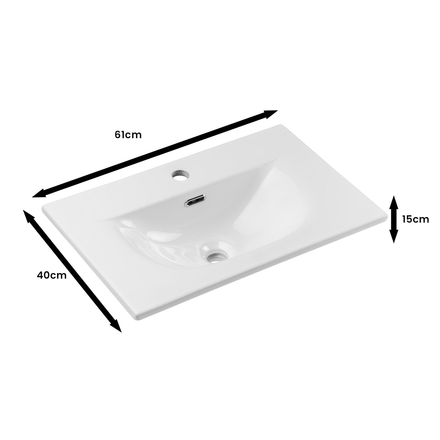 Aruba Modern Wall-Mounted 60cm Bathroom Vanity Unit with Basin - White / Oak Craft