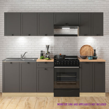 Summer 7 Unit Kitchen Cabinets Set 230cm - Graphite / Bernstein Oak