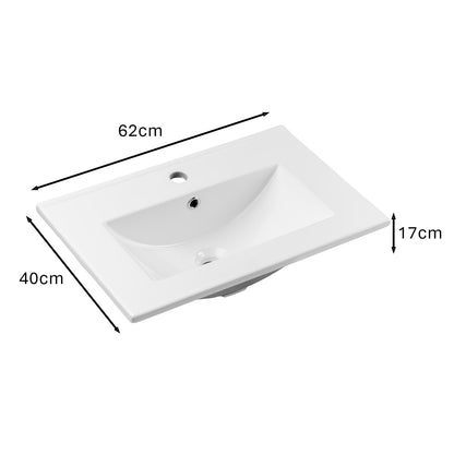 Line Reed 2 Drawer Bathroom Cabinet Vanity Unit 60cm with Built-In Basin - Sage