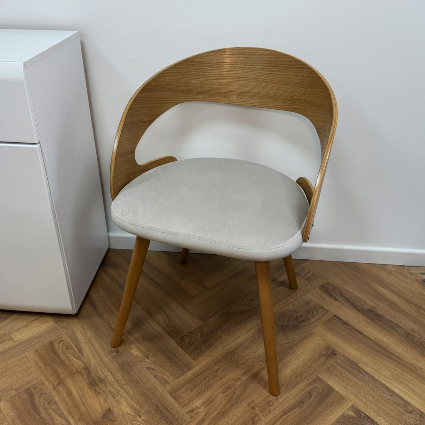 Ruston Scandinavian Style Set of 4 Wooden Chairs - Natural Beech / Light Grey