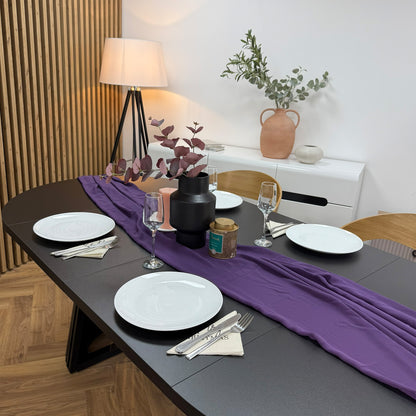 Ruston Round Extendable Table with Slats - Black