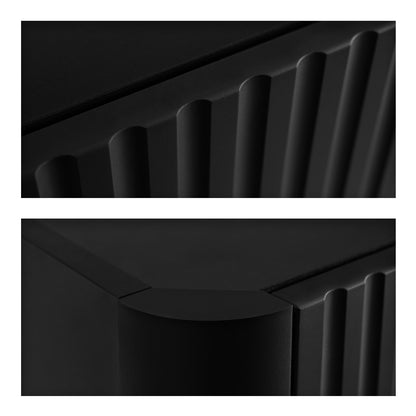 Linea Tall Wall Mounted Bathroom Cabinet Fluted Design - Black