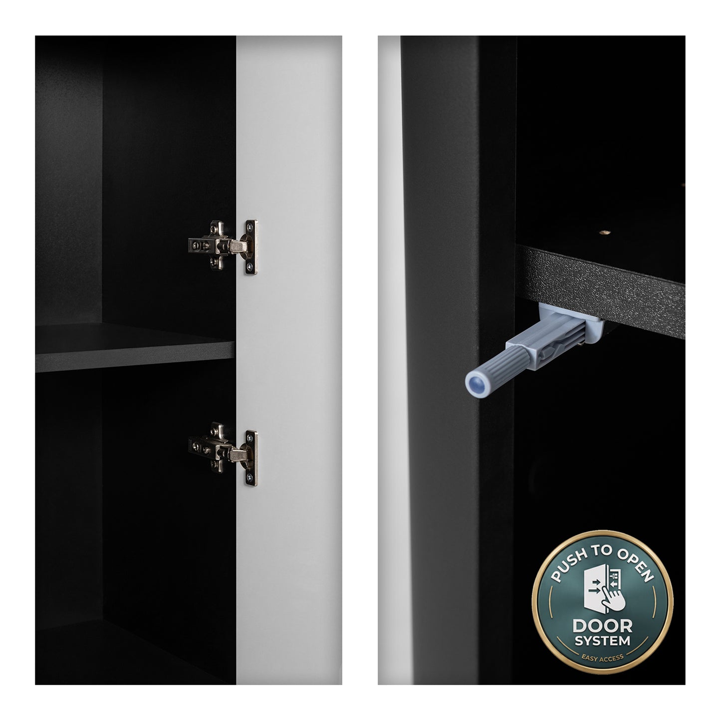 Linea Tall Wall Mounted Bathroom Cabinet Fluted Design - Black