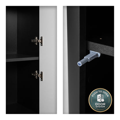 Linea Tall Wall Mounted Bathroom Cabinet Fluted Design - Black