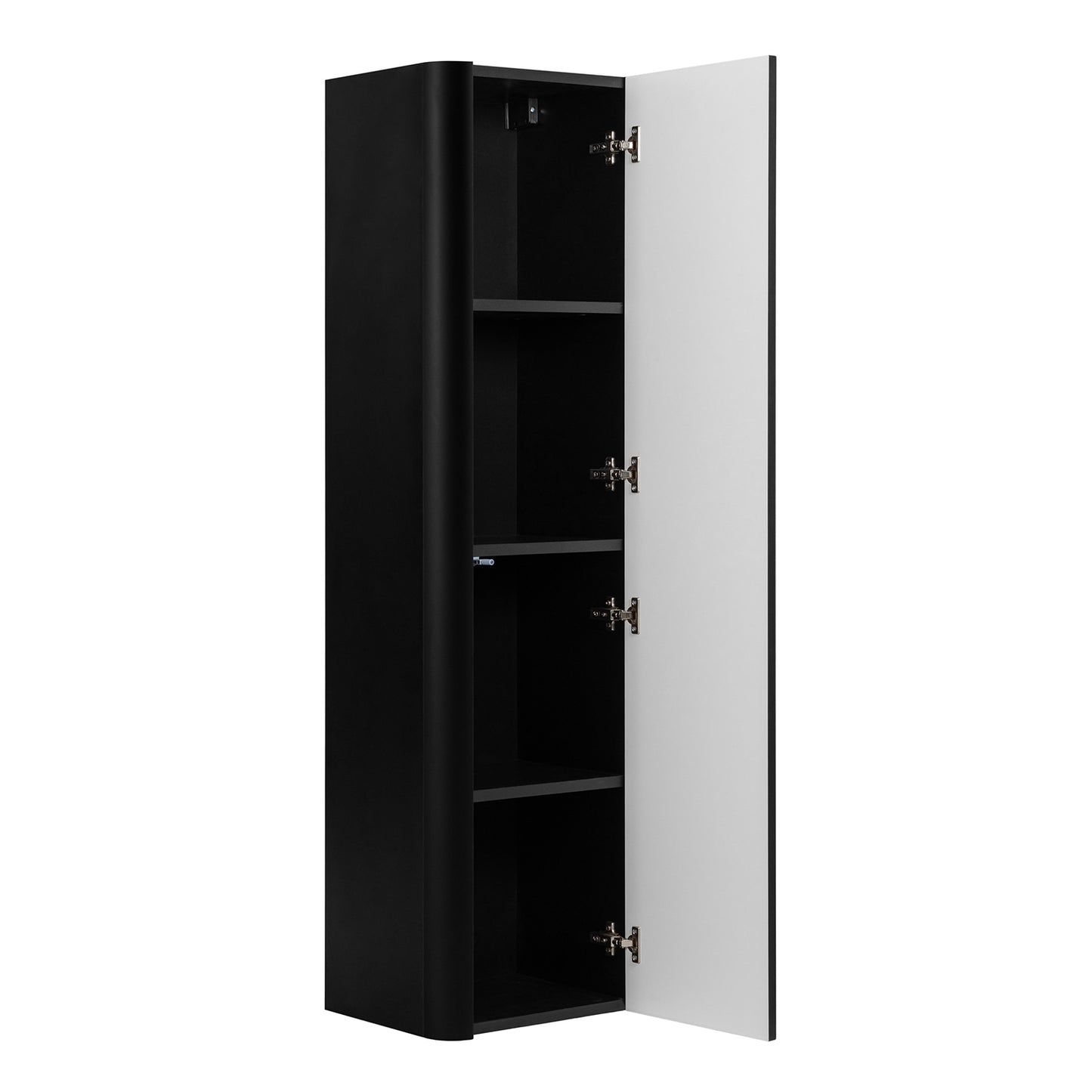 Linea Tall Wall Mounted Bathroom Cabinet Fluted Design - Black