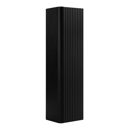 Linea Tall Wall Mounted Bathroom Cabinet Fluted Design - Black