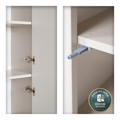 Linea Tall Wall Mounted Bathroom Cabinet Fluted Design - Cashmere