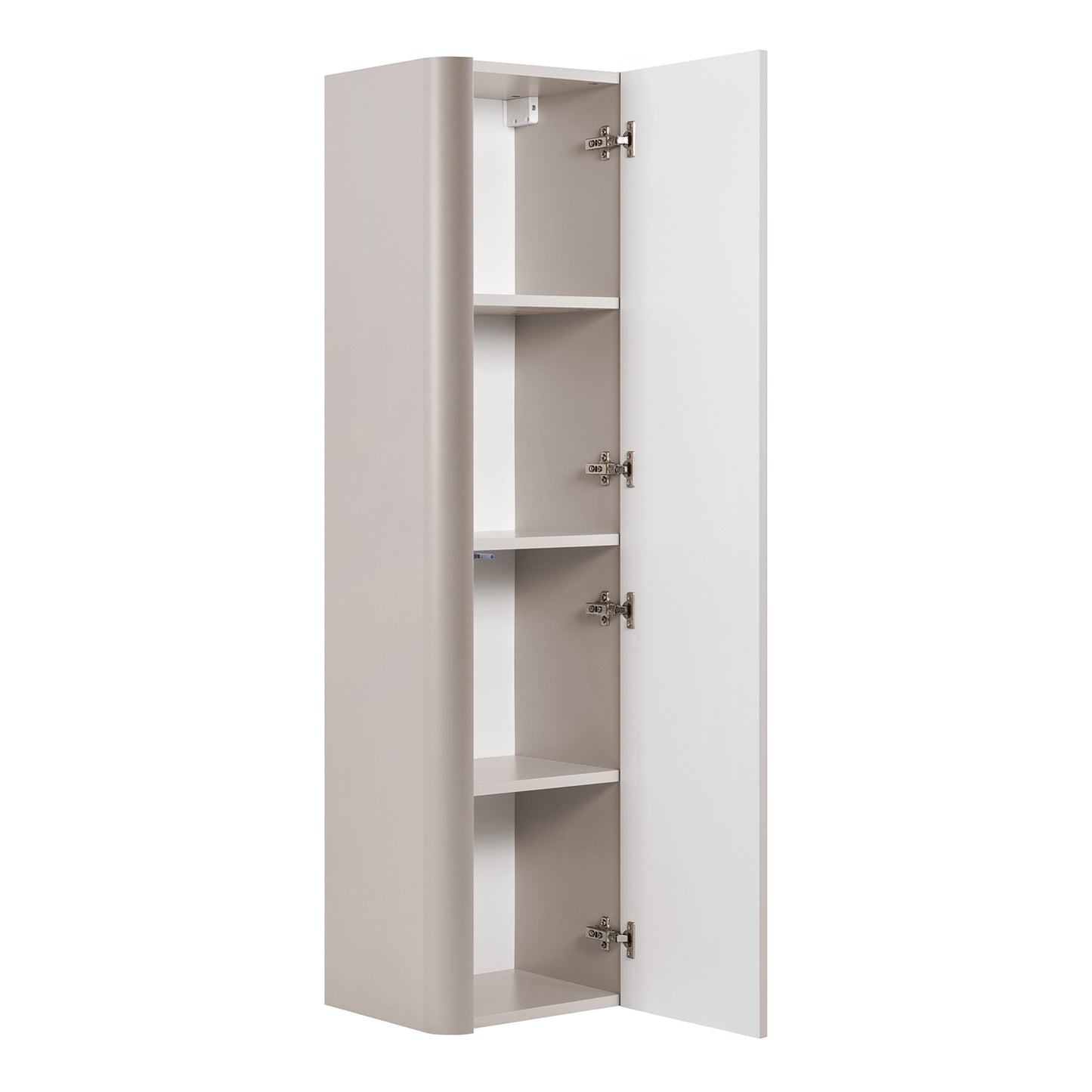 Linea Tall Wall Mounted Bathroom Cabinet Fluted Design - Cashmere