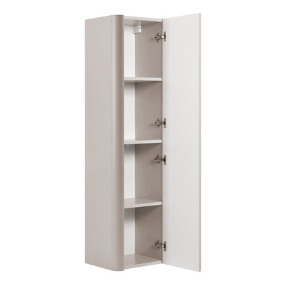 Linea Tall Wall Mounted Bathroom Cabinet Fluted Design - Cashmere