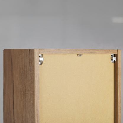 Linea Tall Wall Mounted Bathroom Cabinet Fluted Design - Gold Craft Oak