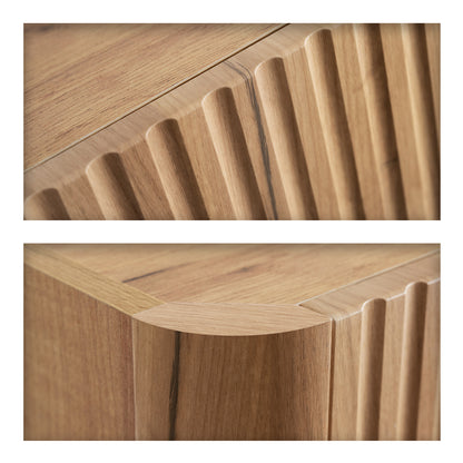 Linea Tall Wall Mounted Bathroom Cabinet Fluted Design - Gold Craft Oak