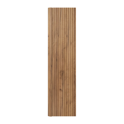 Linea Tall Wall Mounted Bathroom Cabinet Fluted Design - Gold Craft Oak