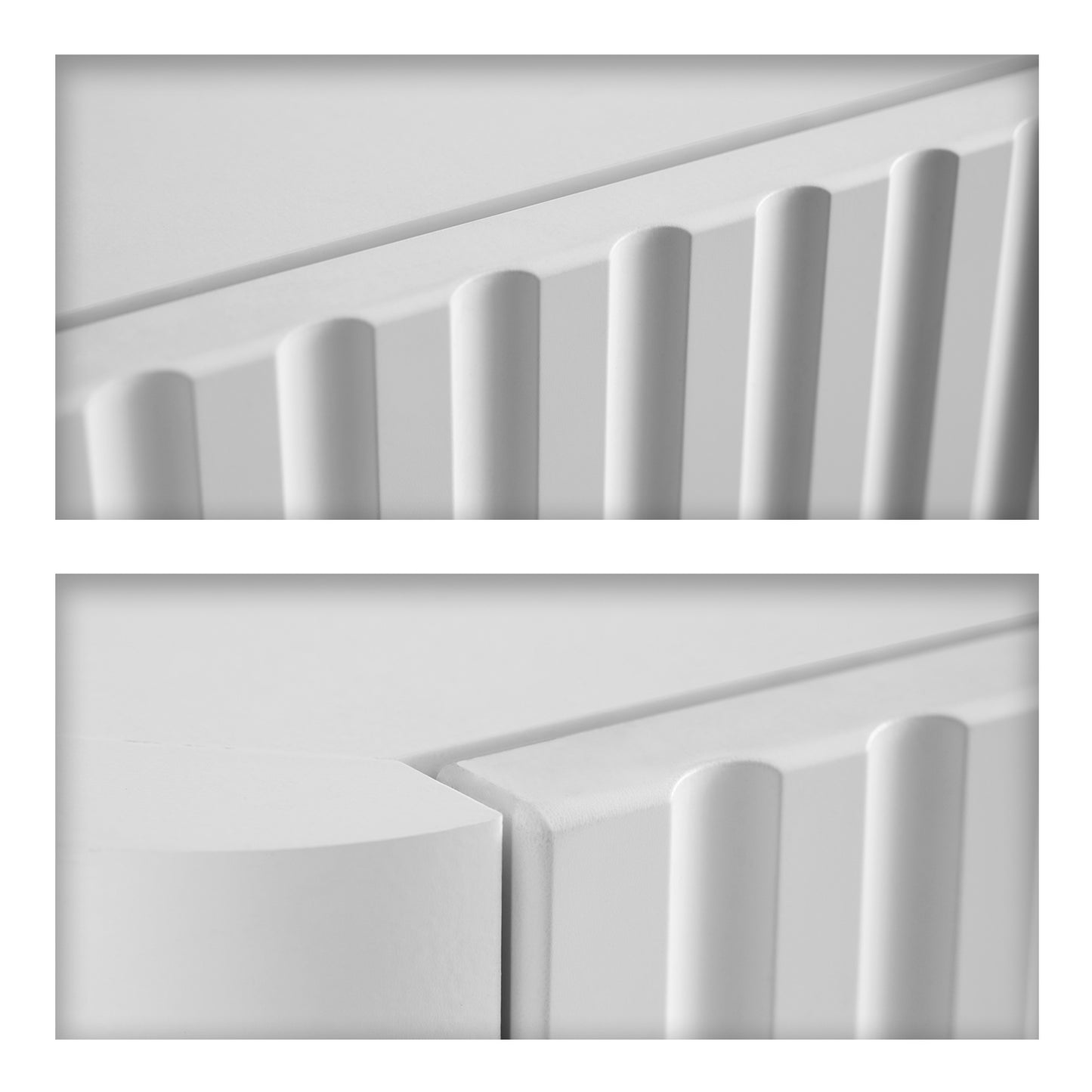 Linea Tall Wall Mounted Bathroom Cabinet Fluted Design - White