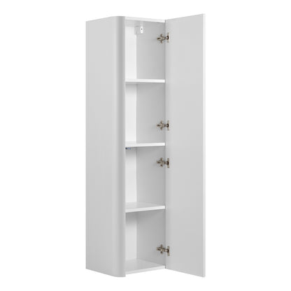 Linea Tall Wall Mounted Bathroom Cabinet Fluted Design - White