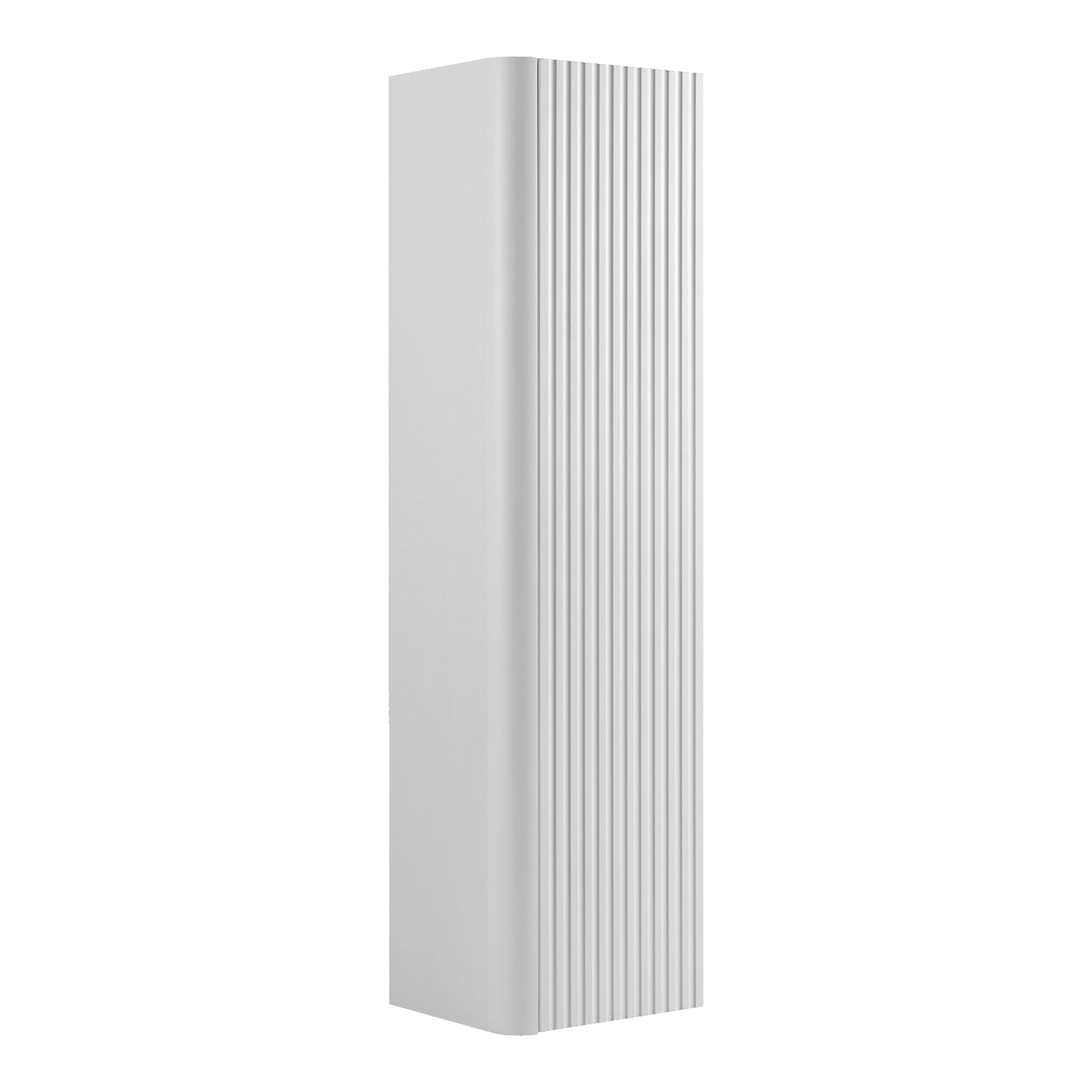 Linea Tall Wall Mounted Bathroom Cabinet Fluted Design - White