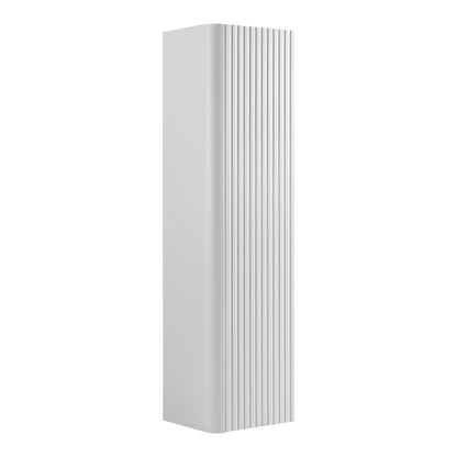 Linea Tall Wall Mounted Bathroom Cabinet Fluted Design - White