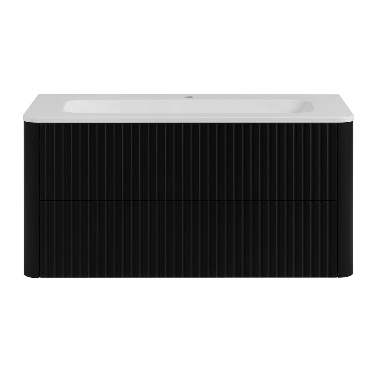 Linea 100cm Wall Bathroom Vanity Unit with Basin - Black