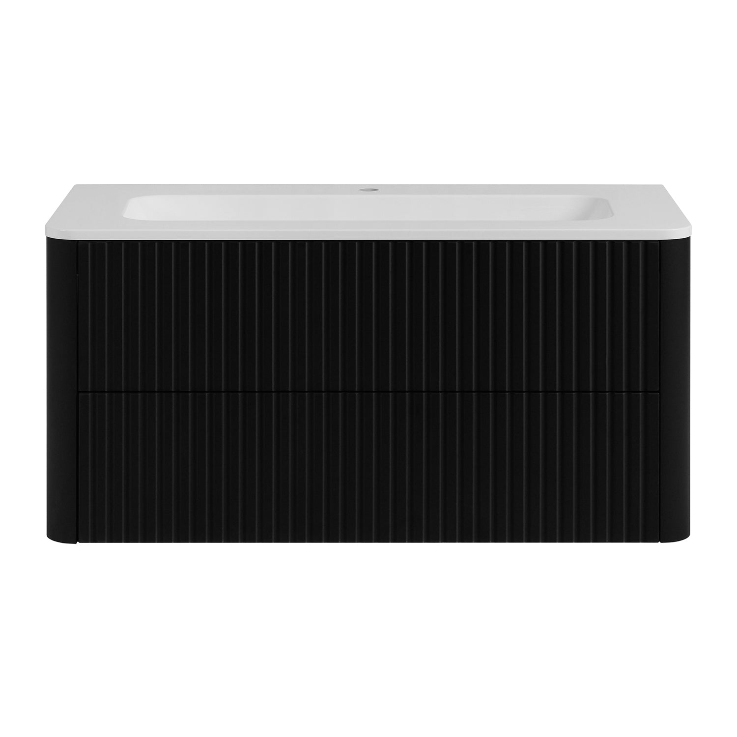 Linea 100cm Wall Bathroom Vanity Unit with Basin - Black