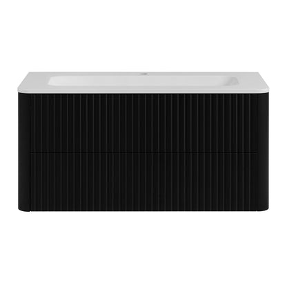 Linea 100cm Wall Bathroom Vanity Unit with Basin - Black
