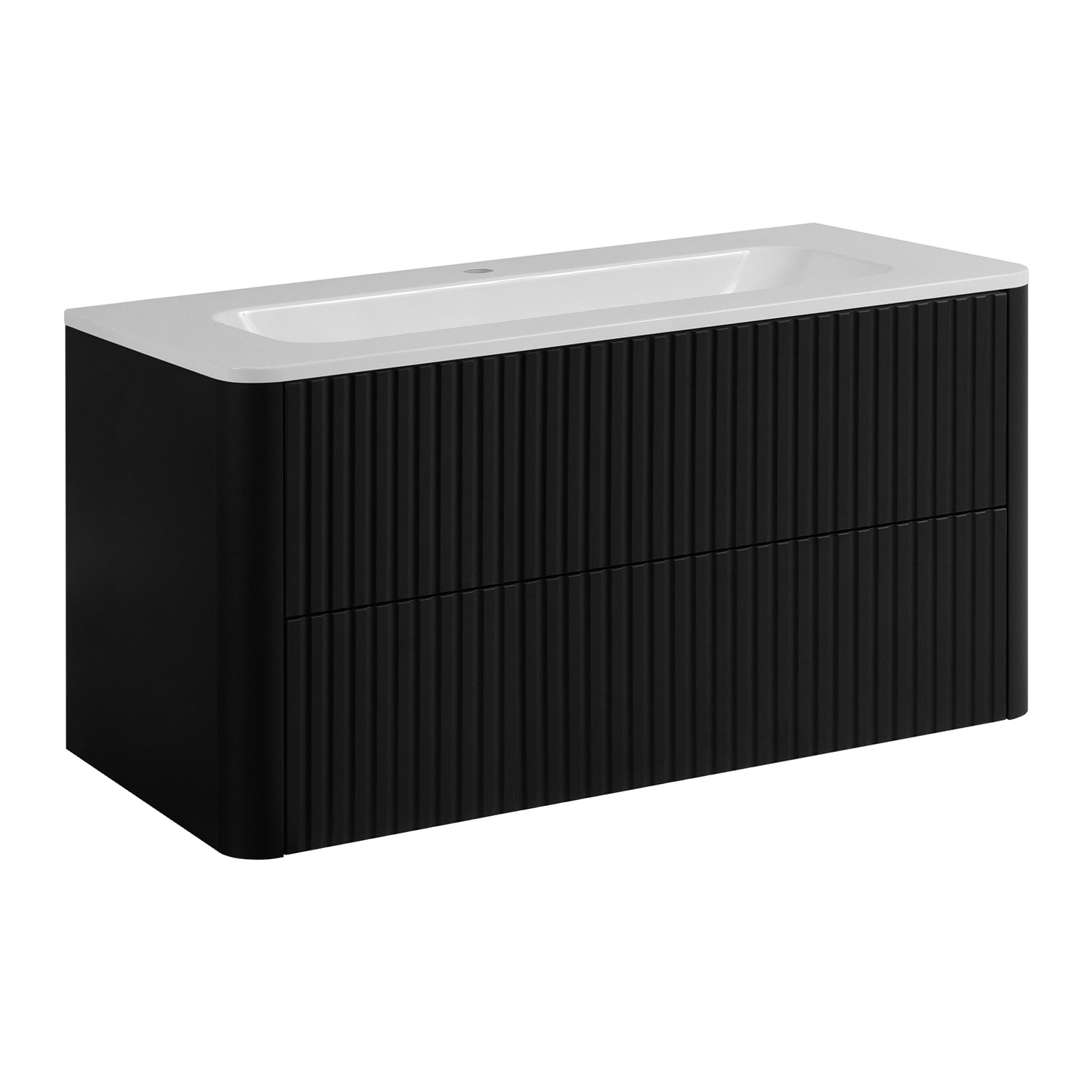 Linea 100cm Wall Bathroom Vanity Unit with Basin - Black