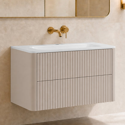 Linea 100cm Wall Bathroom Vanity Unit with Basin - Cashmere