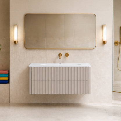 Linea 100cm Wall Bathroom Vanity Unit with Basin - Cashmere
