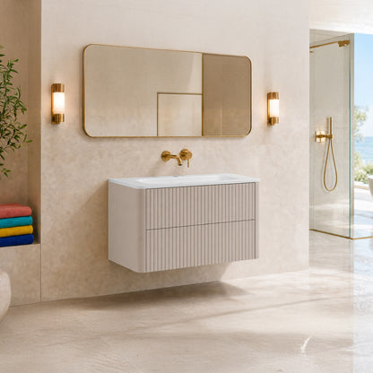 Linea 100cm Wall Bathroom Vanity Unit with Basin - Cashmere