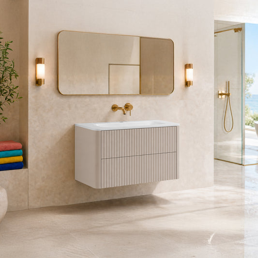 Linea 100cm Wall Bathroom Vanity Unit with Basin - Cashmere