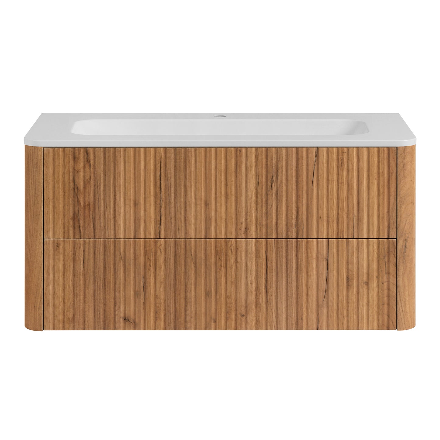 Linea 100cm Wall Bathroom Vanity Unit with Basin - Gold Craft Oak