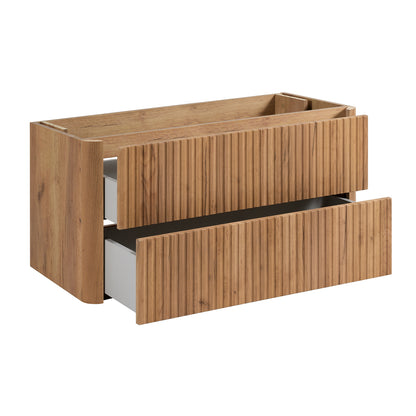 Linea 100cm Wall Bathroom Vanity Unit with Basin - Gold Craft Oak