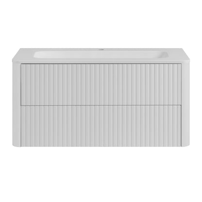 Linea 100cm Wall Bathroom Vanity Unit with Basin - White