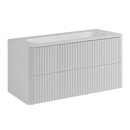 Linea 100cm Wall Bathroom Vanity Unit with Basin - White