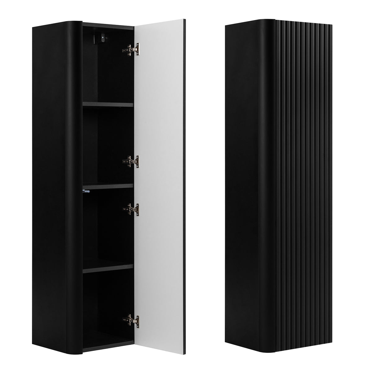 Linea Bathroom Furniture Set 100cm Vanity Unit with Basin & Tall Cabinet - Black