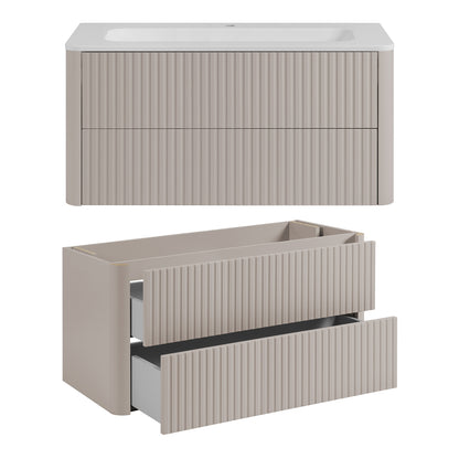Linea Bathroom Furniture Set 100cm Vanity Unit with Basin & Tall Cabinet - Cashmere