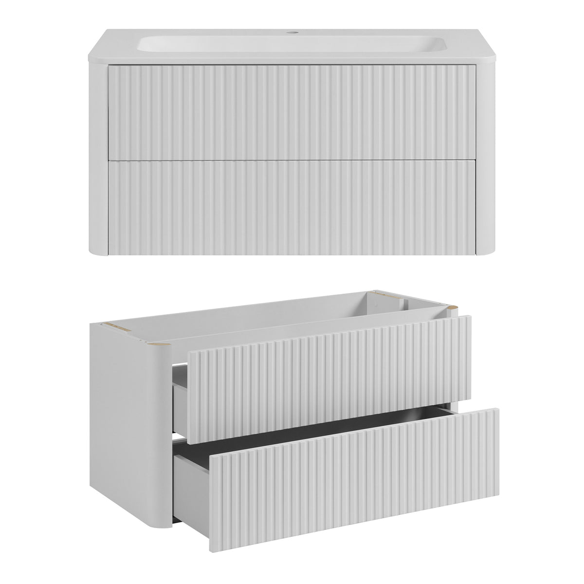 Linea Bathroom Furniture Set 100cm Vanity Unit with Basin & Tall Cabinet - White