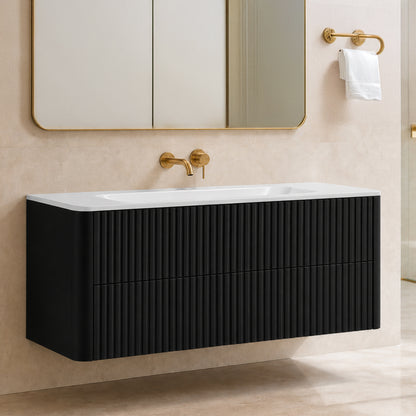 Linea 120cm Wall Bathroom Vanity Unit with Basin - Black